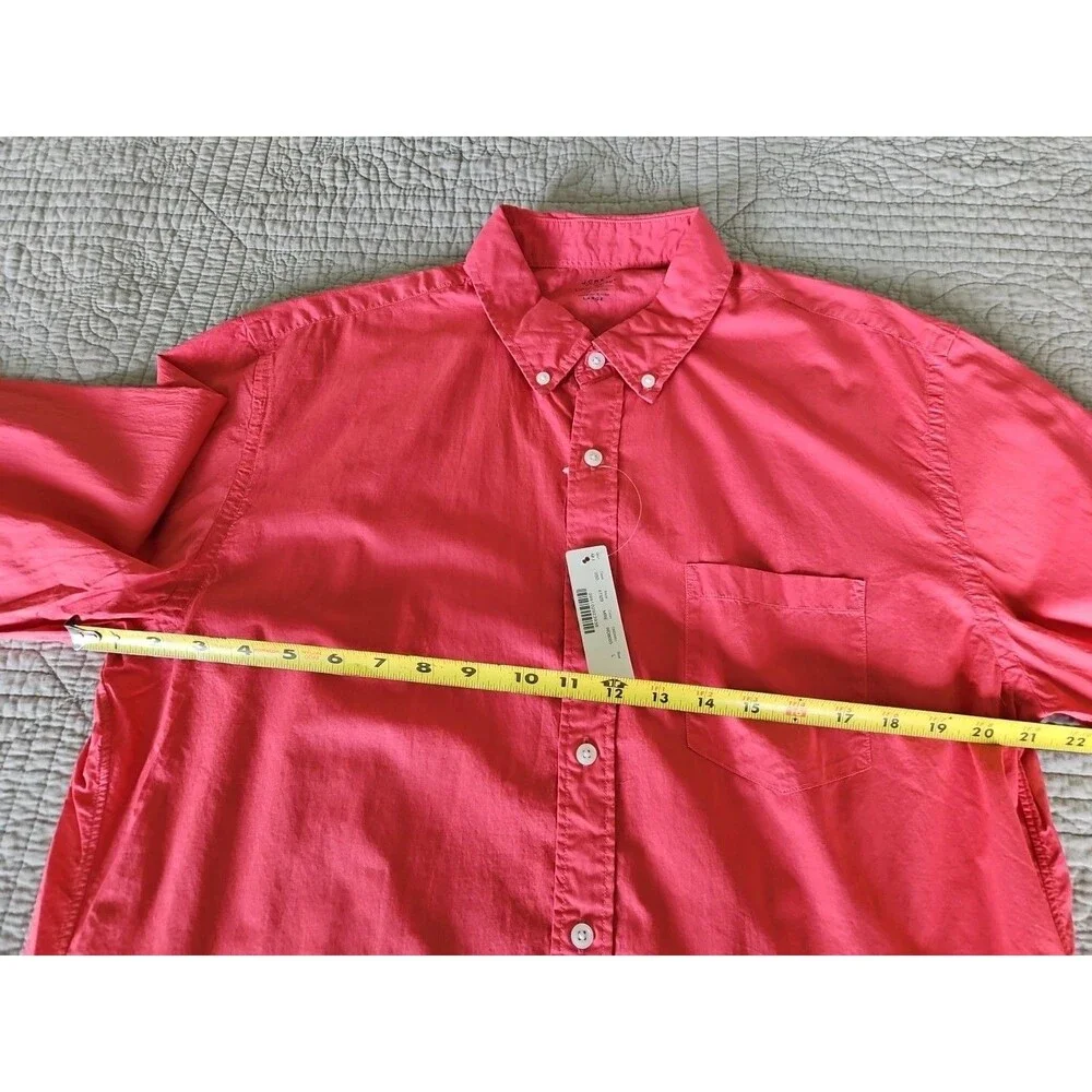 J Crew Shirt Mens Large Pink Coral Long Sleeve Lightweight Button Down